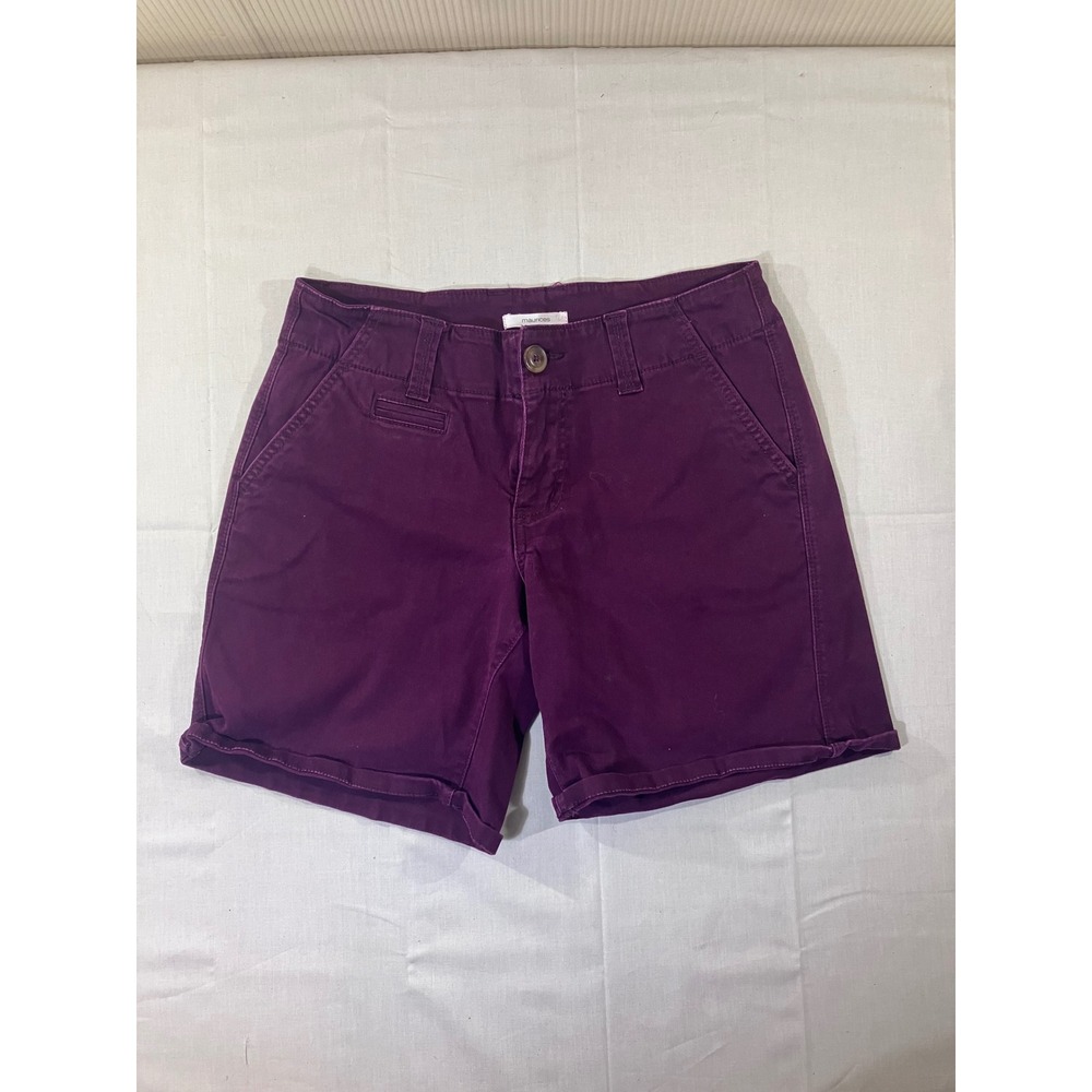 Maurices Womens Size 1/2 Purple Casual Cuffed Chino‎ Shorts Cotton Blend